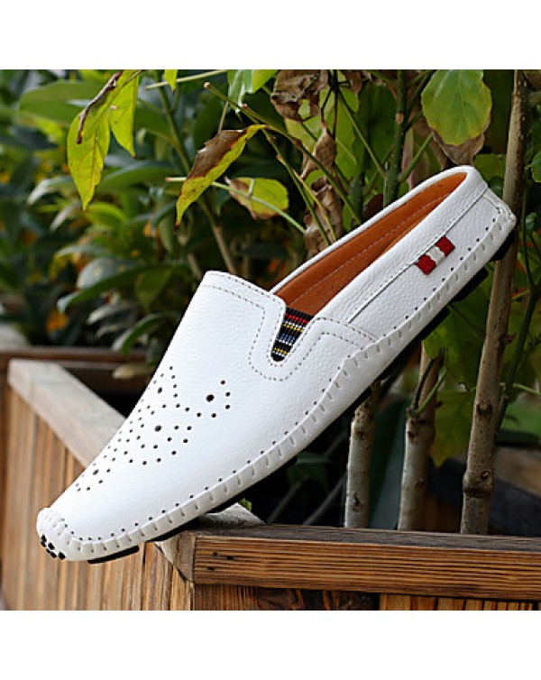 Men's Shoes Leather Casual Clogs & Mules Casual Stitching Lace / Slip-on Black / White / Orange  