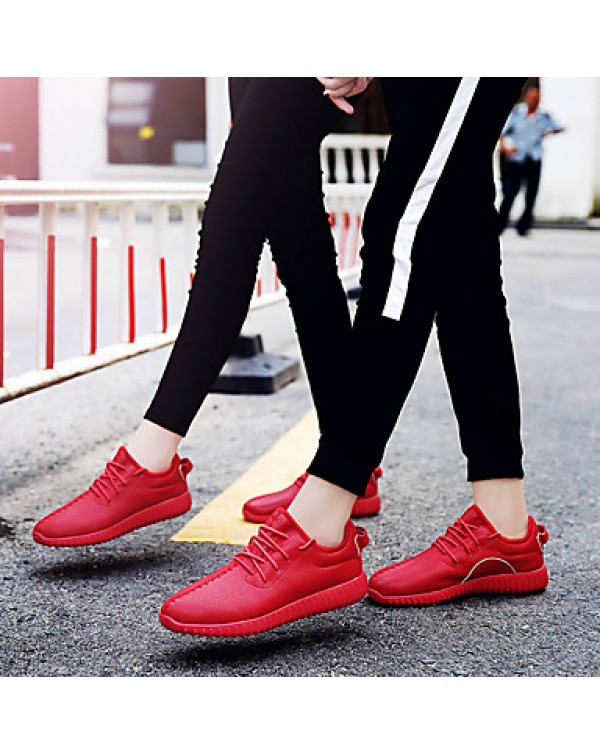 Women's Athletic Shoes Spring / Summer / Fall / Winter Others PU Athletic / Casual Flat Heel Lace-up Black / Red / White Walking / Running