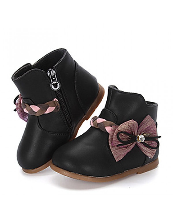 Girl's Boots Winter Fashion Boots / Comfort Leatherette / Casual Flat HeelBowknot / Others /  