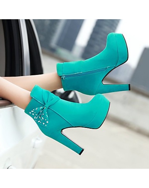 Women's Boots Spring / Fall / Winter Platform / Fashion Boots Leatherette Outdoor / Casual Chunky Heel Crystal / Bowknot