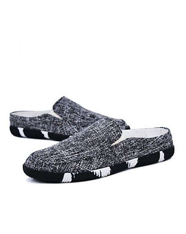 Men's Shoes Casual Linen Clogs & Mules Black/Blue  