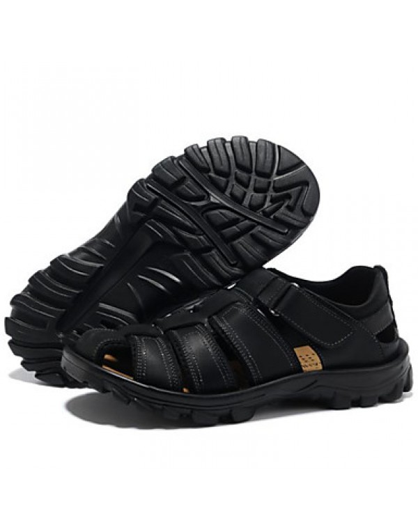 Men's Shoes Outdoor / Athletic / Casual Leather Sandals Black / Brown  