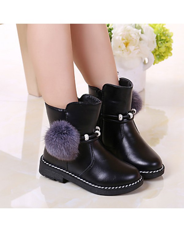 Girl's Boots Spring / Fall / Winter Bootie / Comfort Leather Outdoor / Casual Zipper Black / Red / Tan Walking  