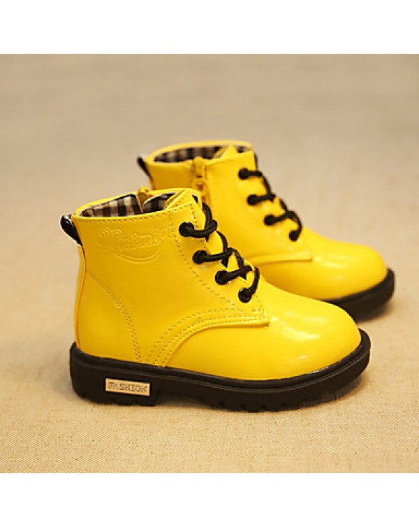 Unisex Boots Spring / Fall Combat Boots PU Casual Flat Heel  Black / Yellow / Pink / Red Others  