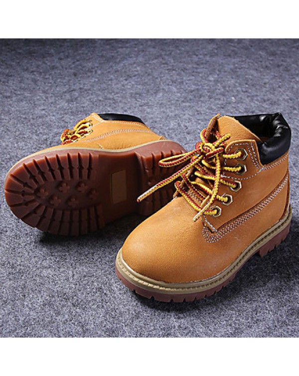 Boys' Shoes Outdoor / Athletic / Casual Nappa Leather Boots Spring / Fall / Winter Combat Boots Lace-up Brown  