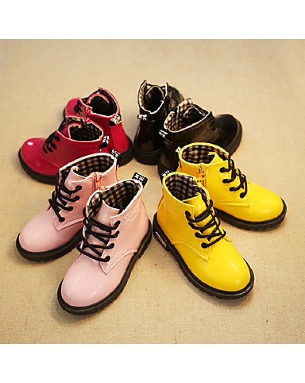 Unisex Boots Spring / Fall Combat Boots PU Casual Flat Heel  Black / Yellow / Pink / Red Others  